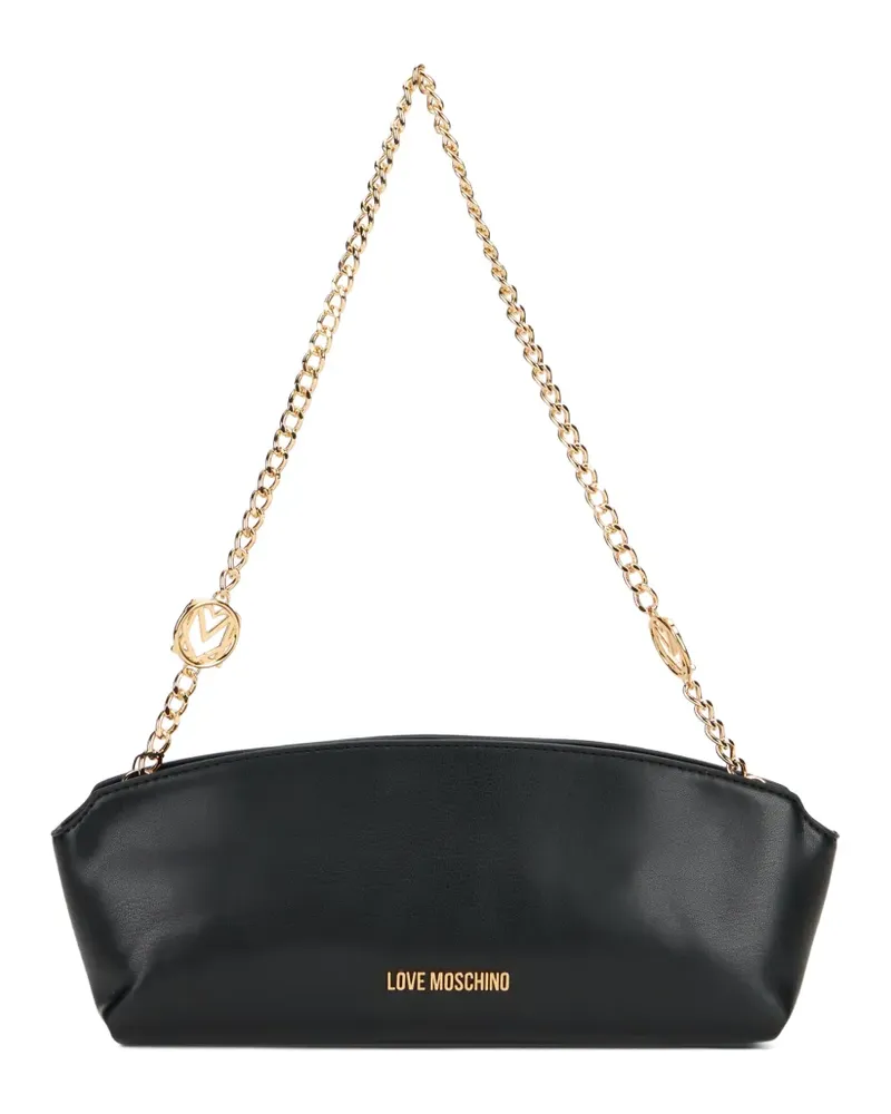 Moschino Schultertasche mit Logo-Schriftzug und Kettenriemen - Schwarz Schwarz