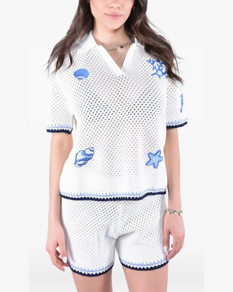MC2 Saint Barth Pixie open-knit polo shirt - Weiß Weiß