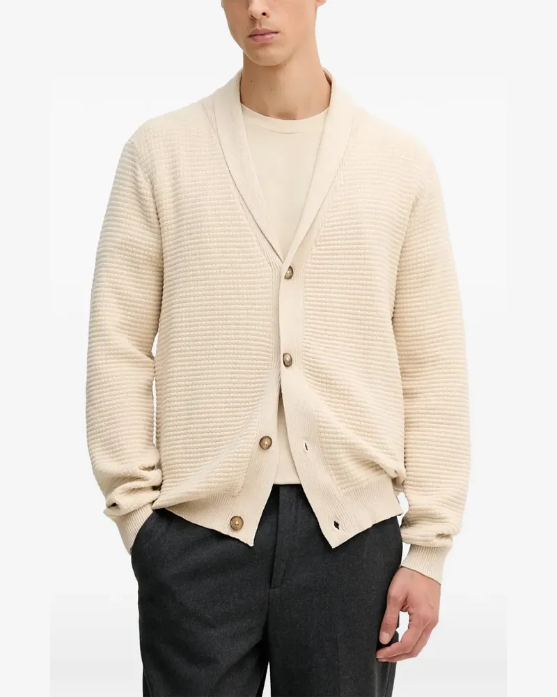Lindbergh Waffelstrick-Cardigan mit Schalkragen - Nude Nude