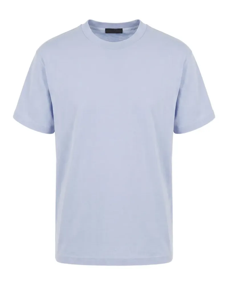 Prada logo-patch crew-neck T-shirt - Blau Blau