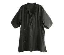 graphic-print silk shirt - Schwarz