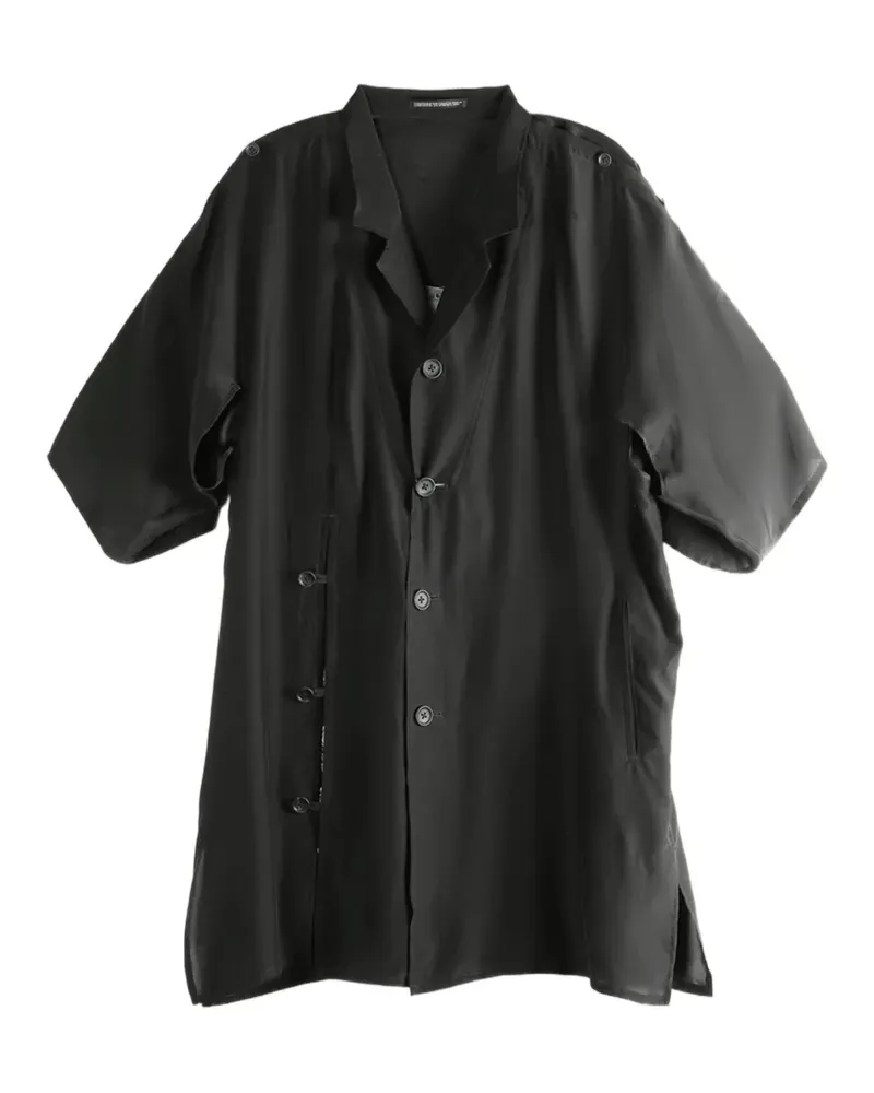 Yohji Yamamoto graphic-print silk shirt - Schwarz Schwarz