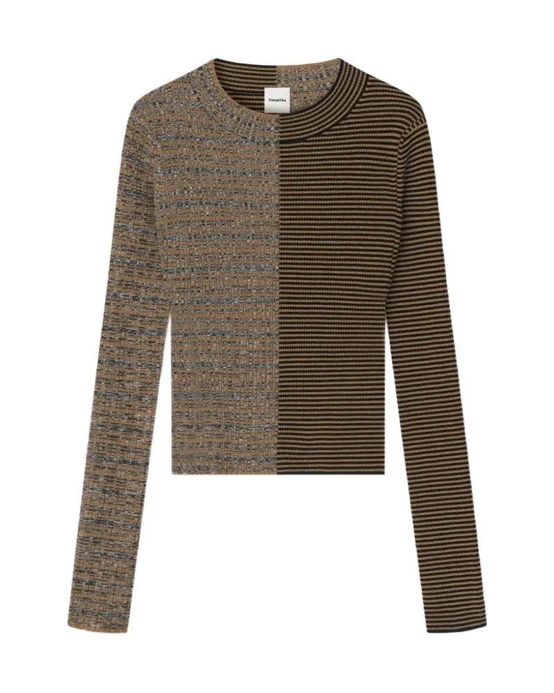 Nanushka Gestreifter Perrie Pullover aus Rippstrick - Nude Nude