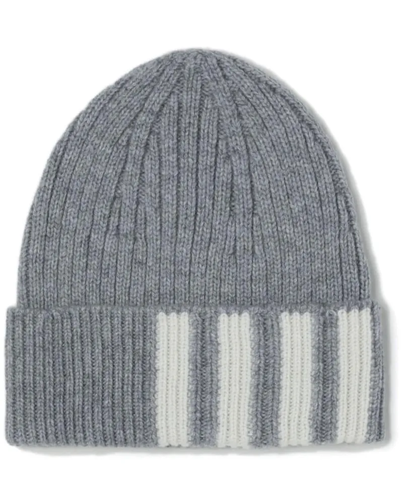 Thom Browne 4-Bar ribbed beanie Grau
