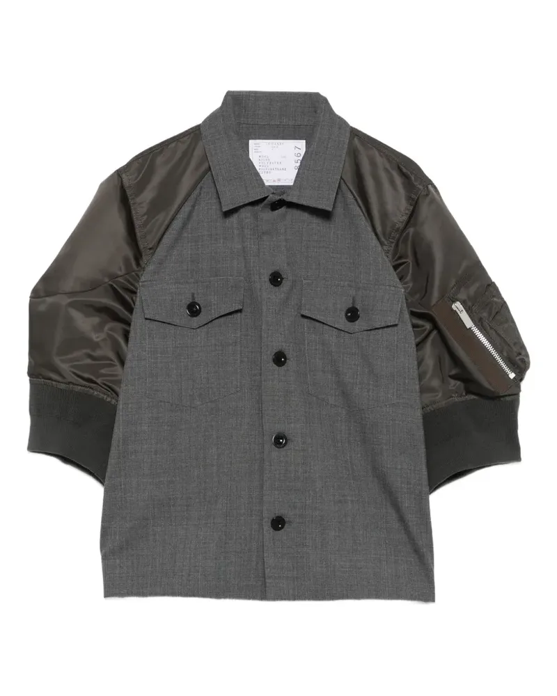 Sacai panelled bomber-sleeve jacket - Grau Grau