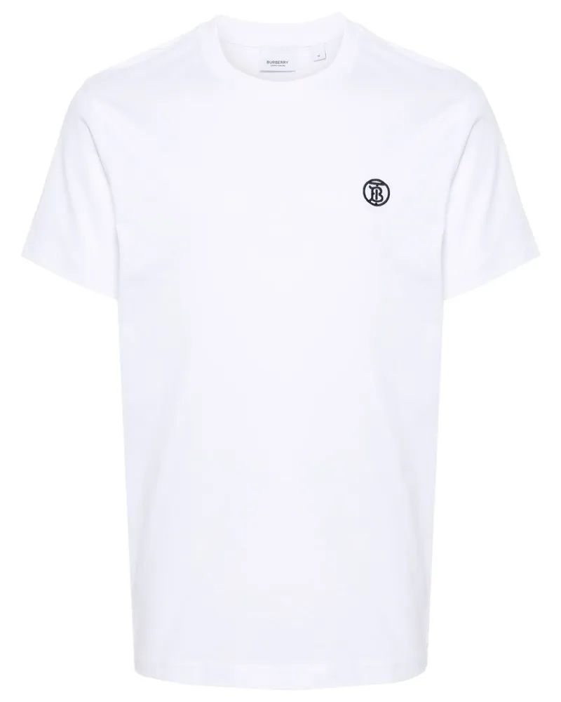 Burberry T-Shirt aus Bio-Baumwolle mit Logo-Stickerei - Weiß Weiß