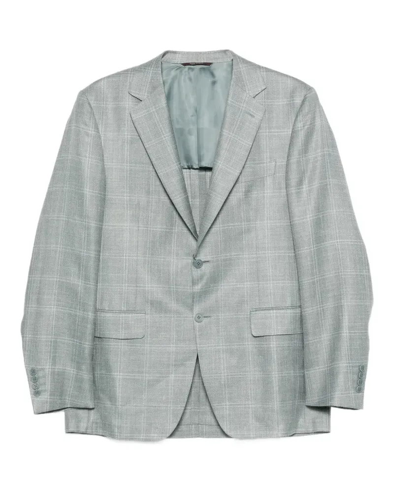 Canali check button blazer - Blau Blau