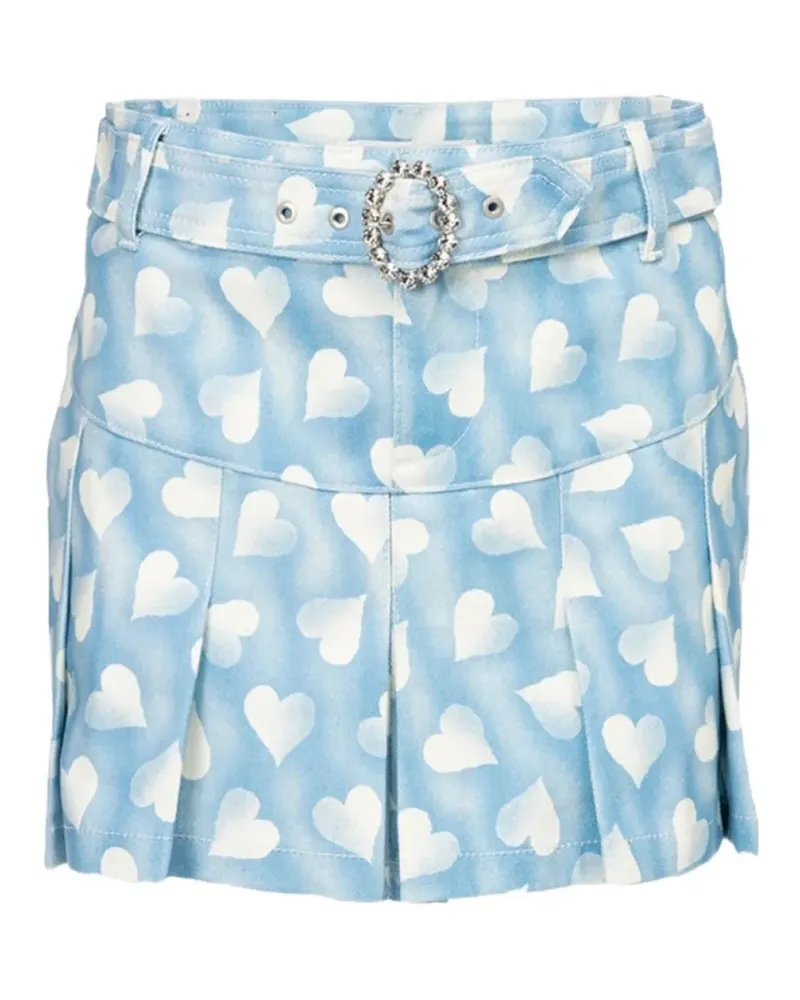 Alessandra Rich heart print belted mini skirt - Blau Blau