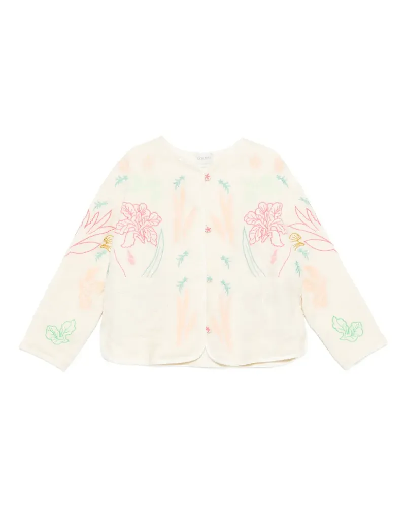 forte_forte Jeansjacke mit Blumenstickerei - Nude Nude