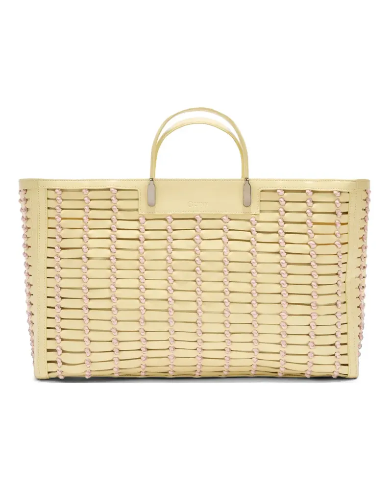 Genny Tote Bag aus Leder mit Blockchain-Muster - Nude Nude