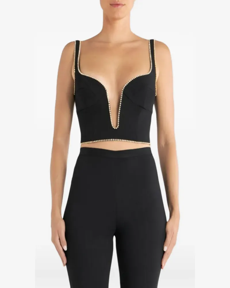 Etro rhinestone-embellished sweetheart top - Schwarz Schwarz