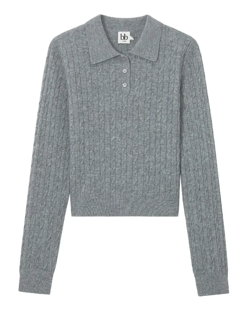 b+ab cable-knit buttoned polo top - Grau Grau