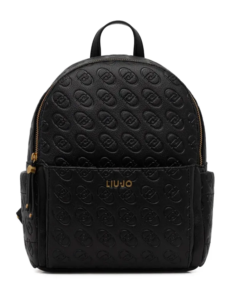 Liu Jo debossed-logo backpack - Schwarz Schwarz