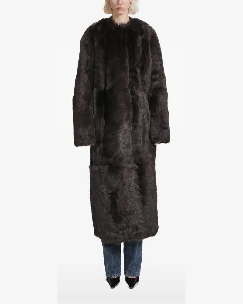 Totême long shearling coat - Braun Braun