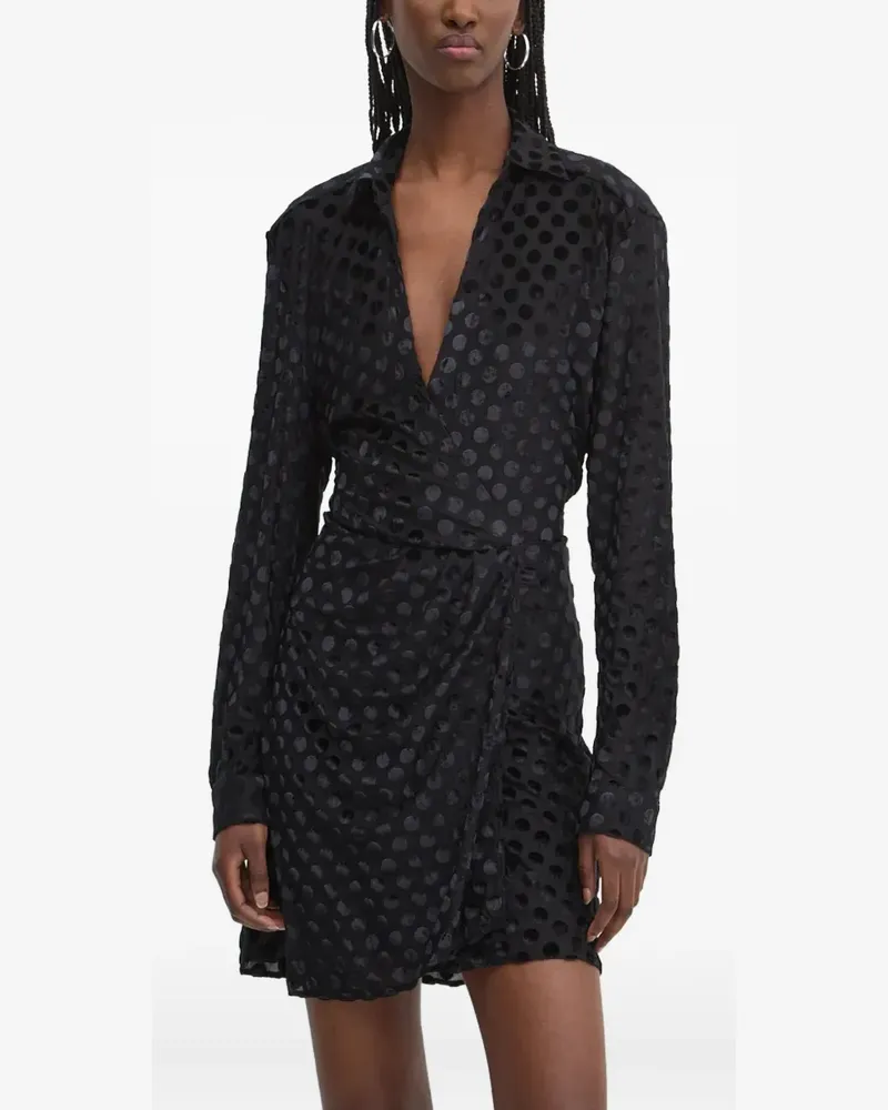 HUGO BOSS Gewickeltes Minikleid mit Polka Dots - Schwarz Schwarz