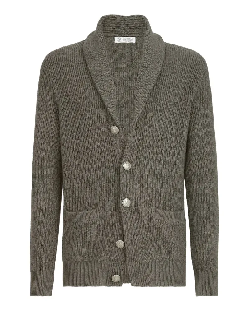 Brunello Cucinelli Cardigan aus Malfilé-Baumwolle mit Patentmuster - Grün Grün