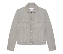Jacke aus grauem Denim mit Falteneffekt