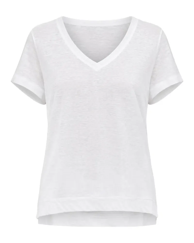 Massimo Alba T-Shirt mit V-Ausschnitt - Weiß Weiß