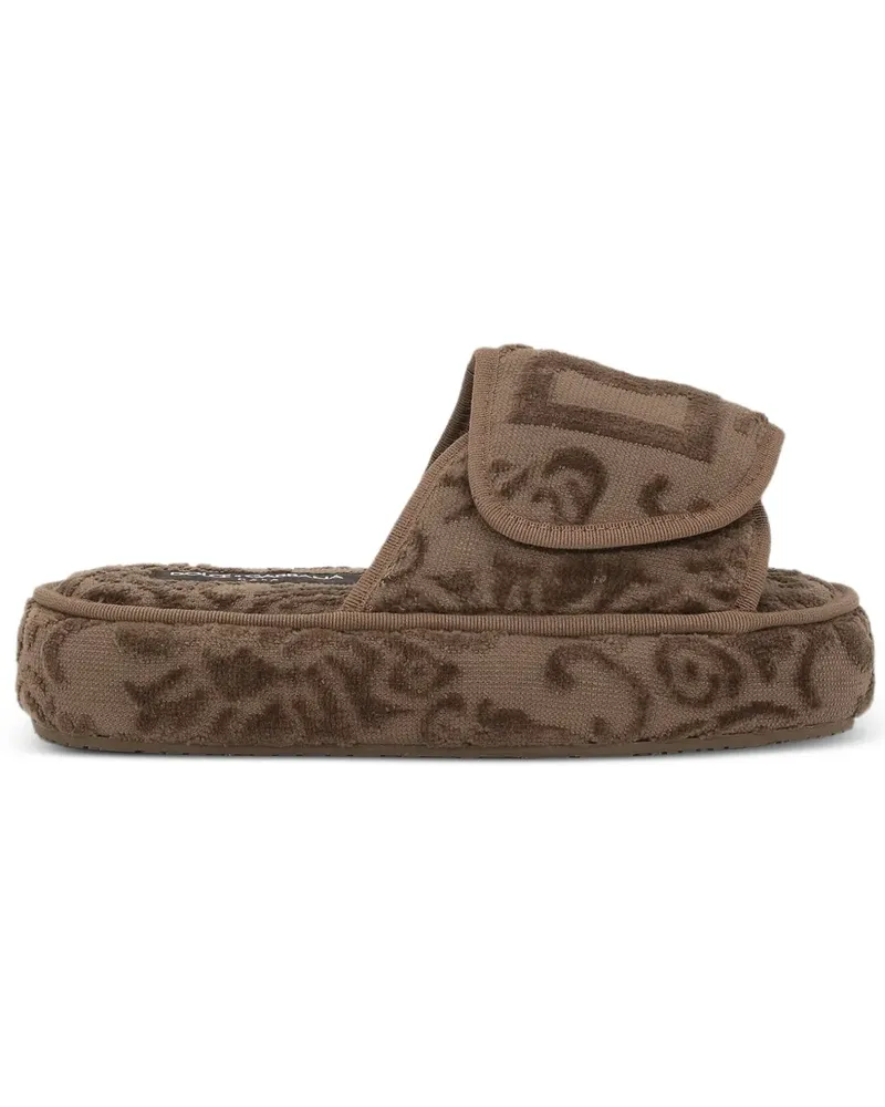 Dolce & Gabbana Slipper mit Logo-Detail - Braun Braun