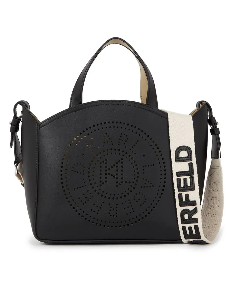 Karl Lagerfeld K/Circle Handtasche mit perforiertem Logo - Schwarz Schwarz