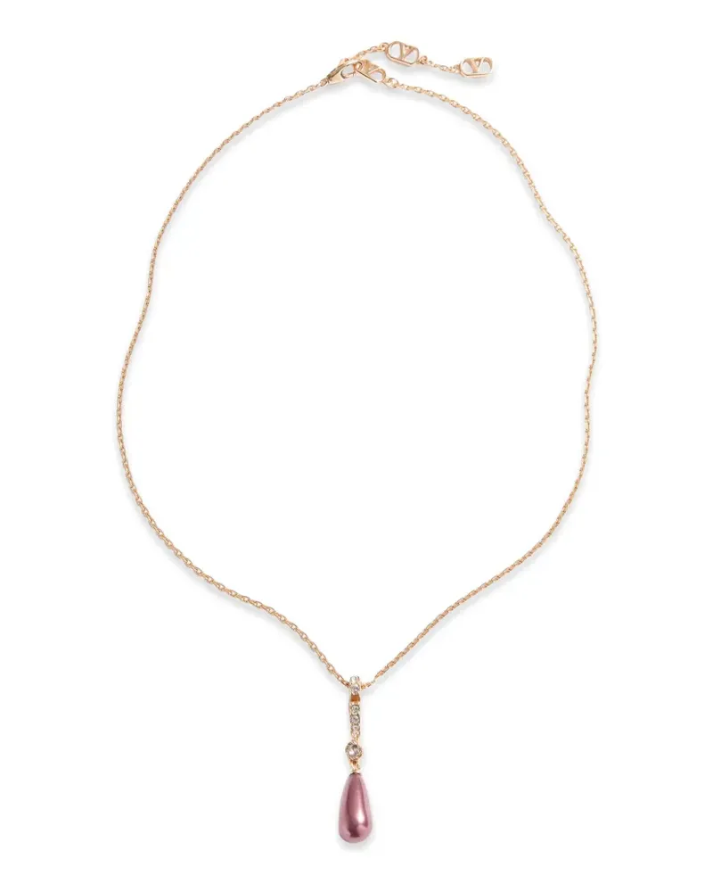 Valentino Garavani Vlogo Signature Halskette aus Metall mit Swarovski® Kristallen und Glasdetail - Gold Gold