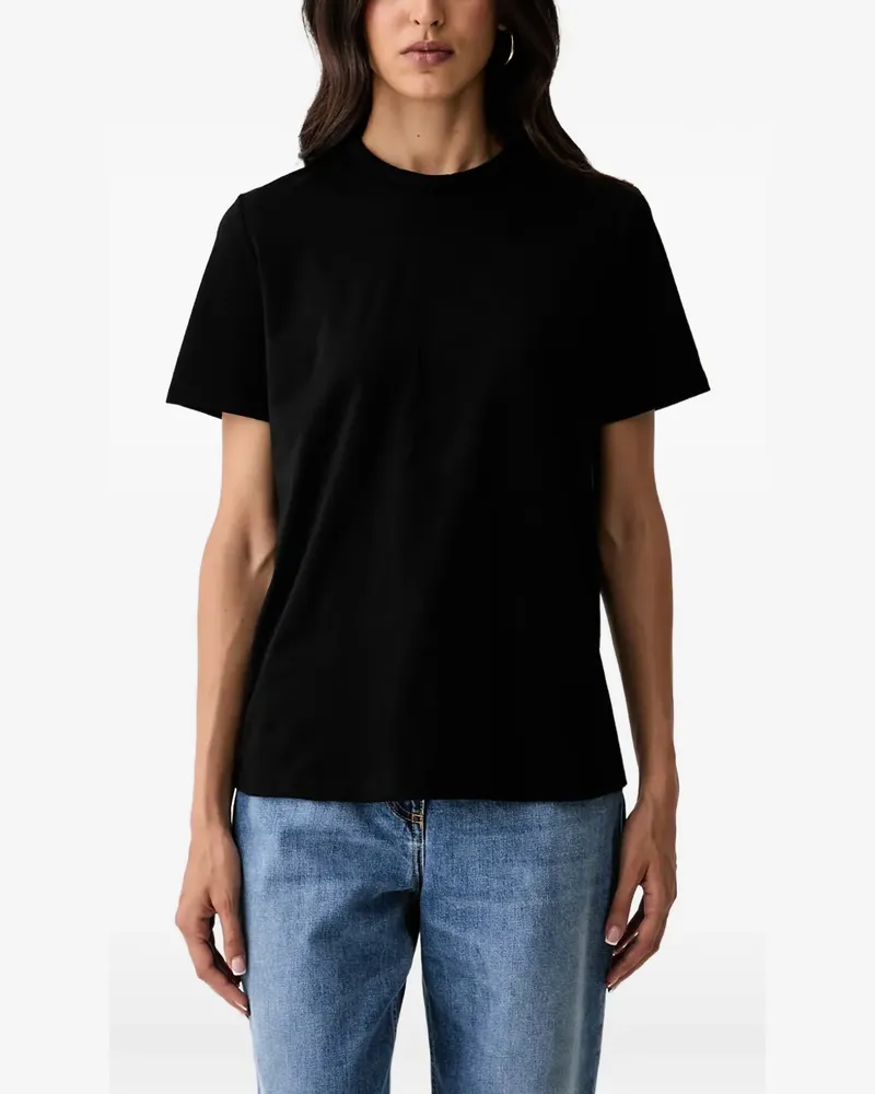 Elisabetta Franchi T-Shirt mit Knopfleiste - Schwarz Schwarz
