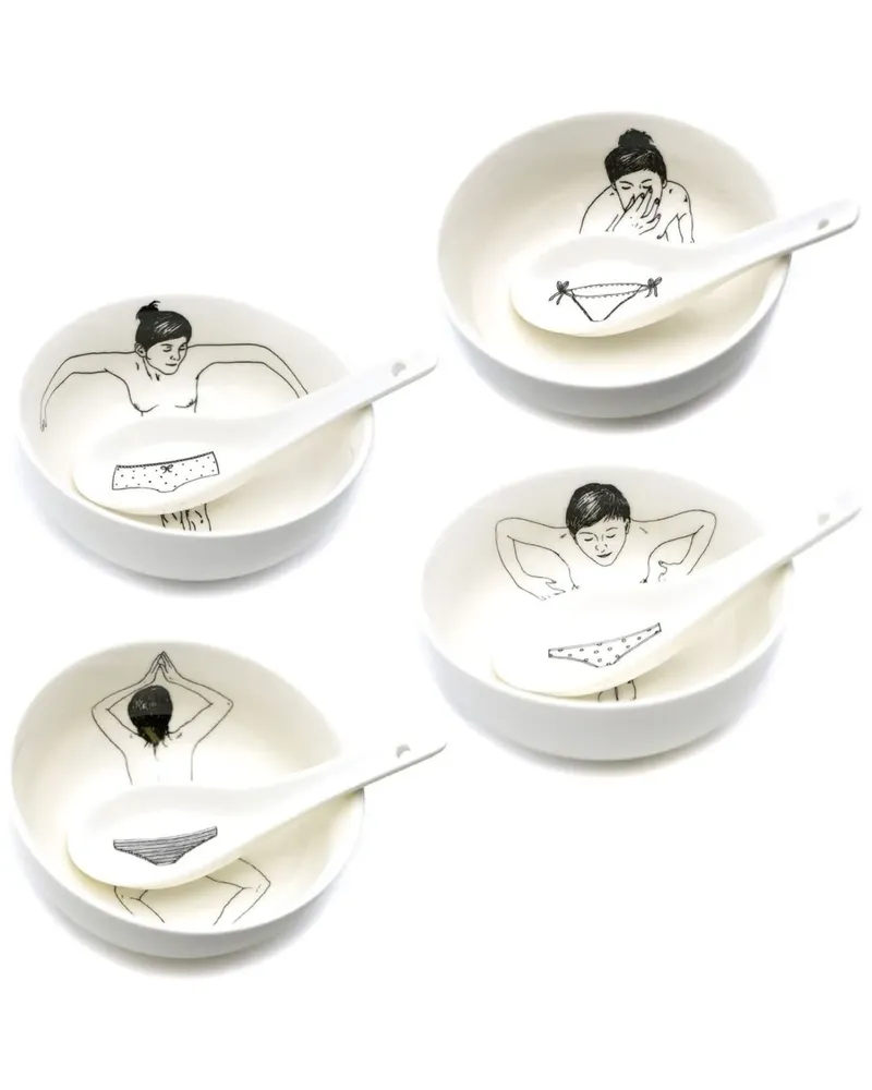 POLSPOTTEN Set aus vier Schalen - Weiß Weiß
