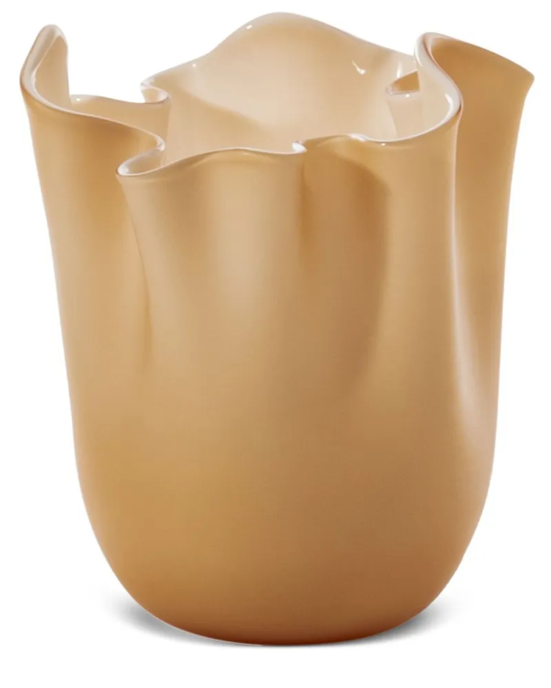 Venini Fazzoletto Vase (13,5cm x 13,5cm) - Orange Orange