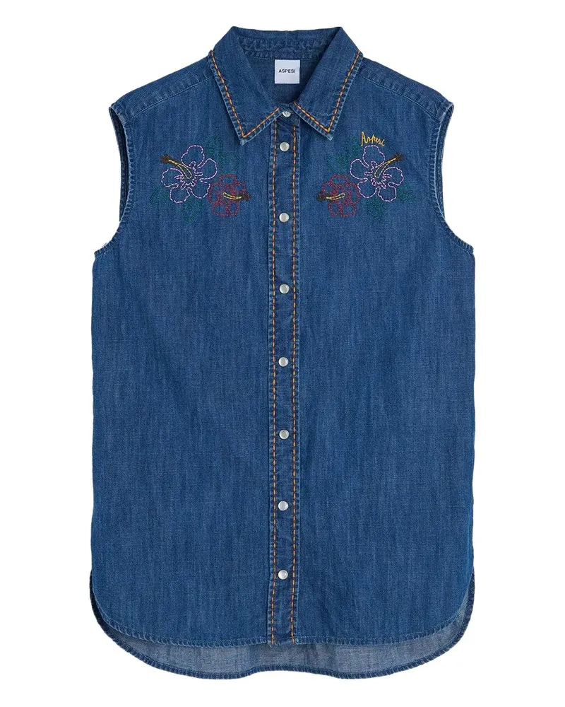 ASPESI embroidered sleeveless shirt - Blau Blau