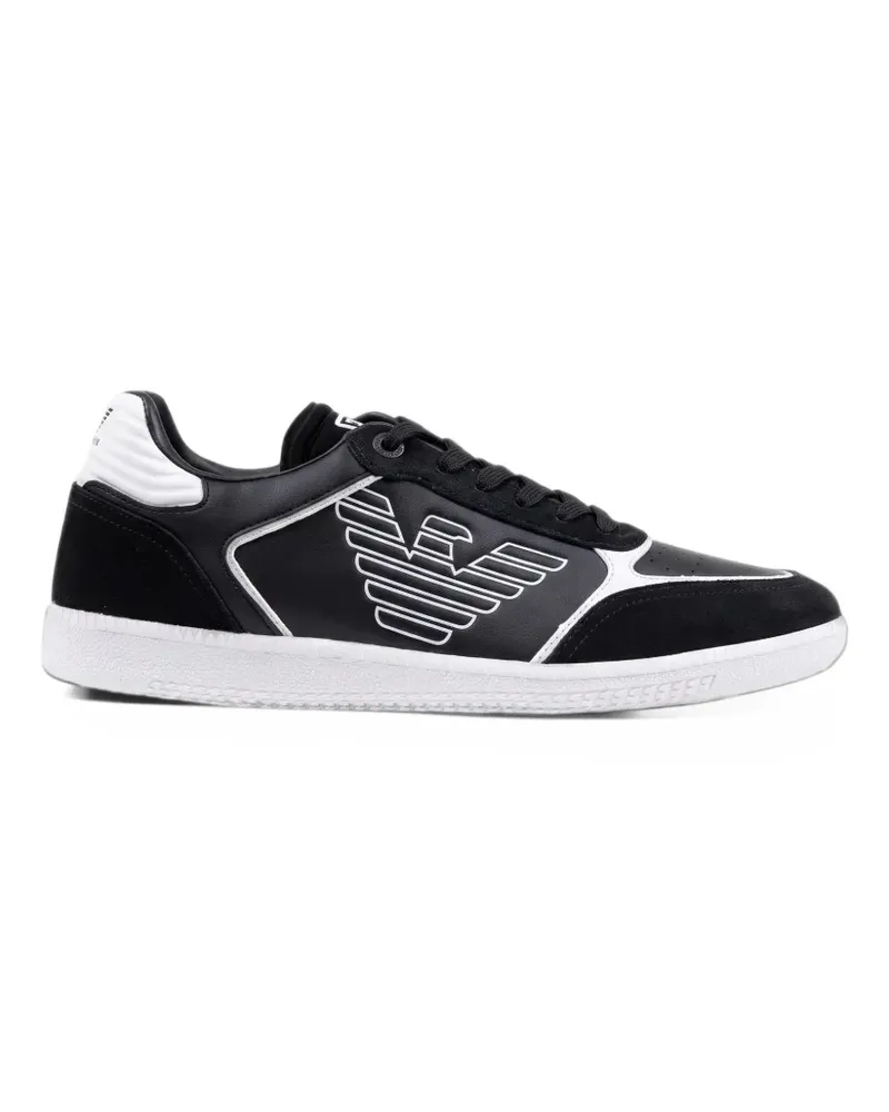 EA7 logo-detail leather sneakers - Schwarz Schwarz