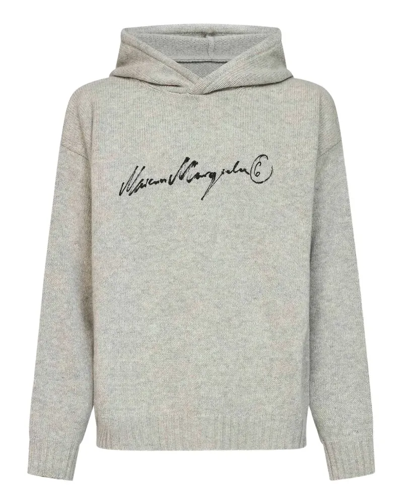 Maison Margiela logo-print knitted hoodie - Grau Grau