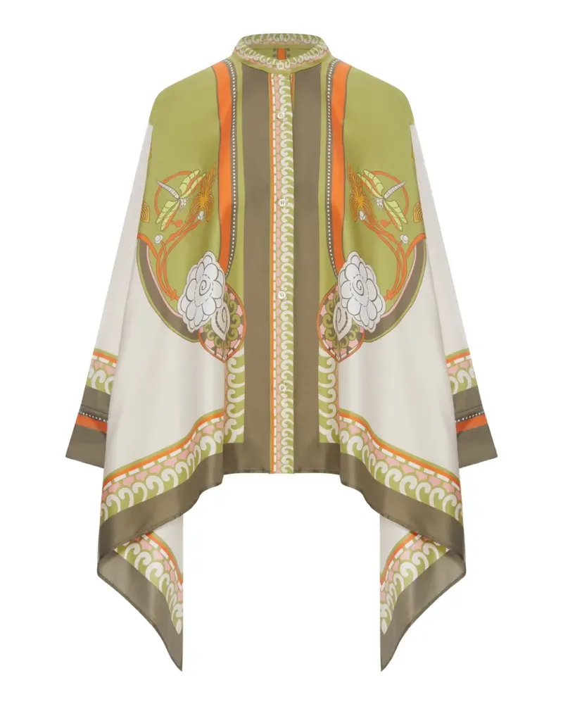 La DoubleJ Foulard Seidenhemd mit Print - Grün Grün