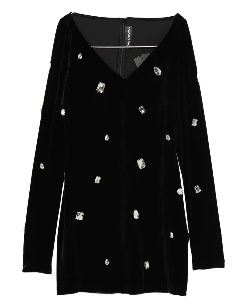 David Koma crystal-embellished V-neck dress - Schwarz Schwarz