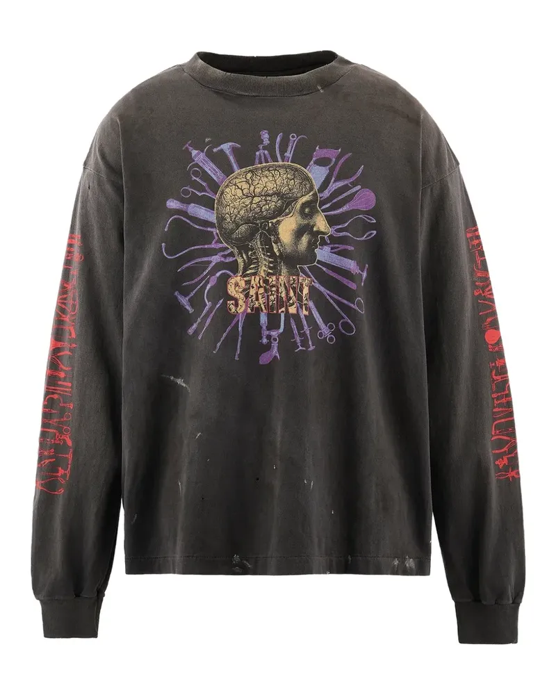 SAINT MXXXXXX Head graphic-print sweatshirt - Schwarz Schwarz