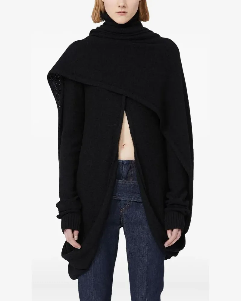 Max Mara Drapiertes Strickoberteil mit Rollkragen - Schwarz Schwarz