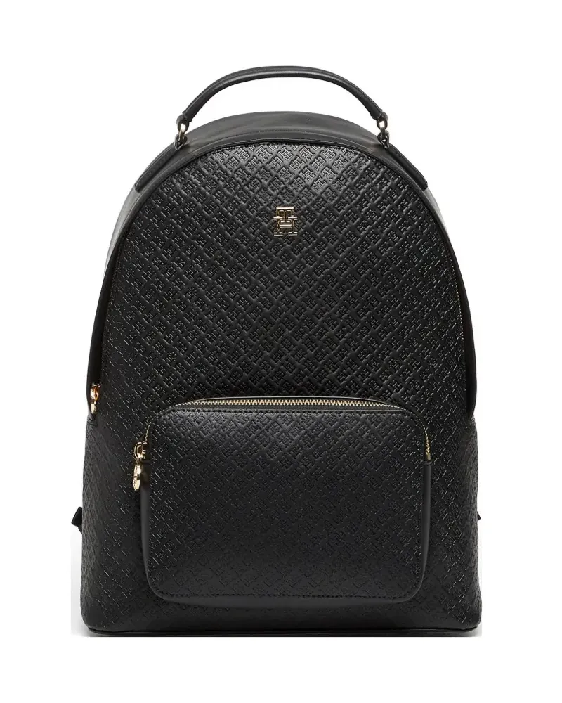 Tommy Hilfiger monogram-embossed backpack - Schwarz Schwarz