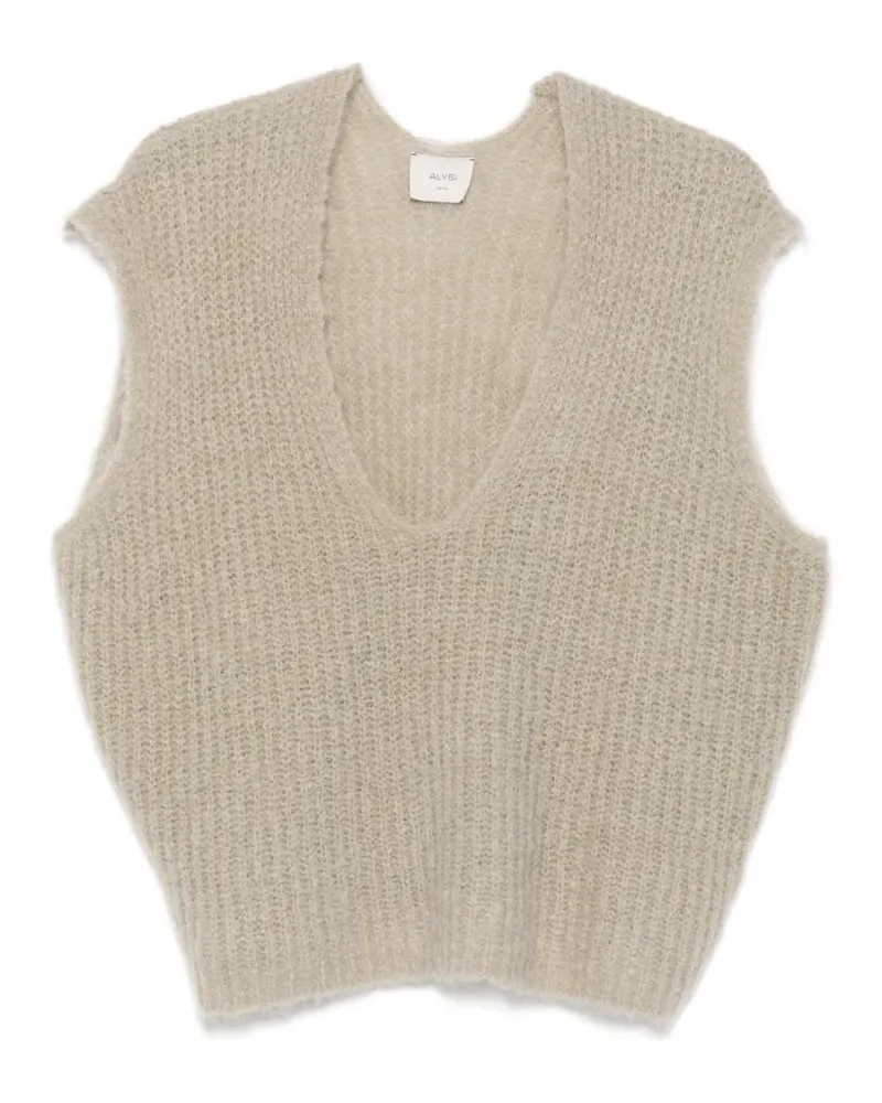ALYSI Gerippter Pullover mit V-Ausschnitt - Nude Nude