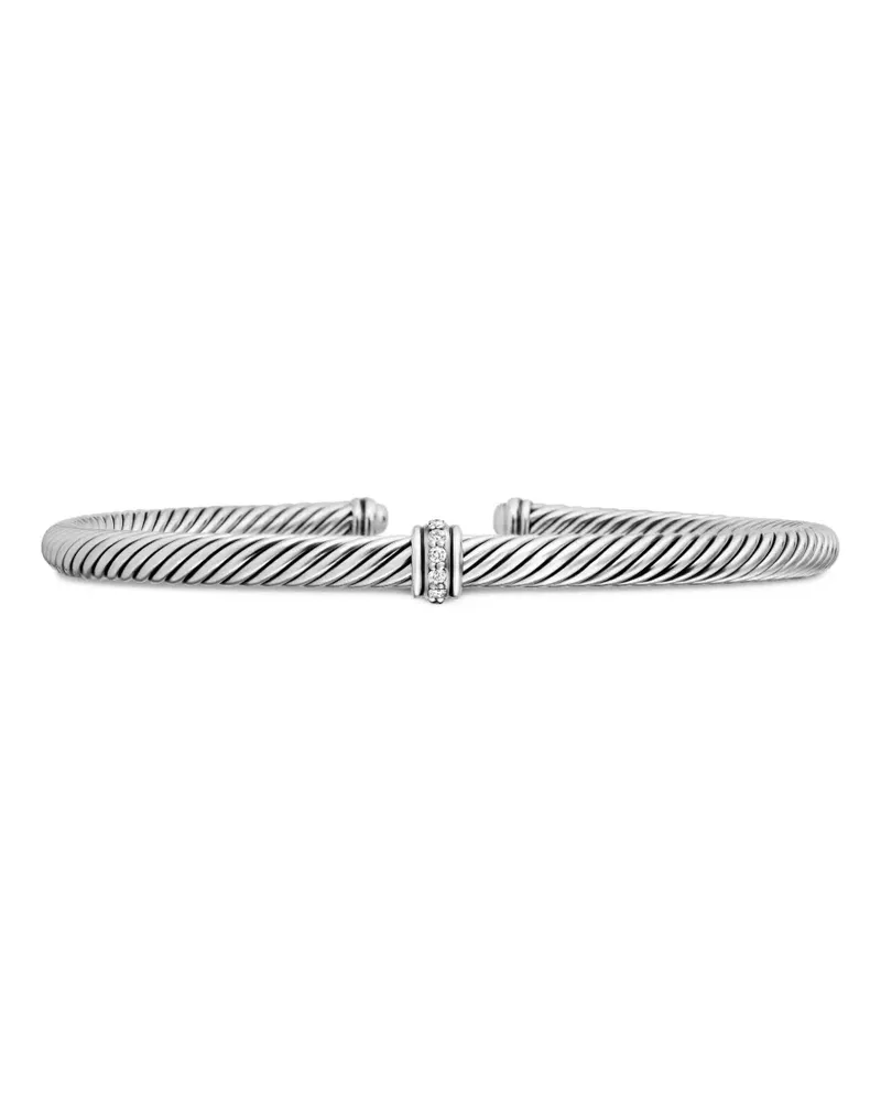 David Yurman Classic Cable Station Sterlingsilber-Armband mit Diamanten (4mm Silber