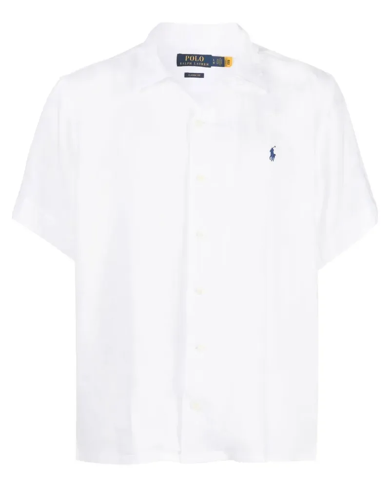 Ralph Lauren Leinenhemd mit Logo-Stickerei - Weiß Weiß