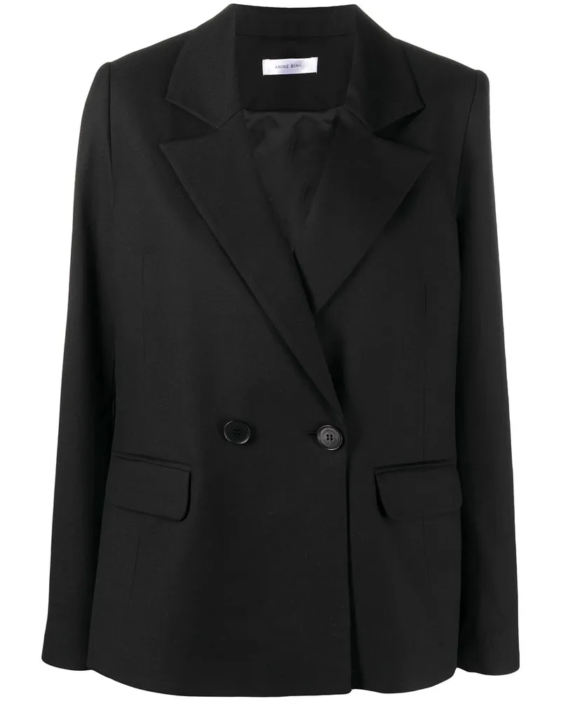Anine Bing Doppelreihiger Becky Blazer - Schwarz Schwarz