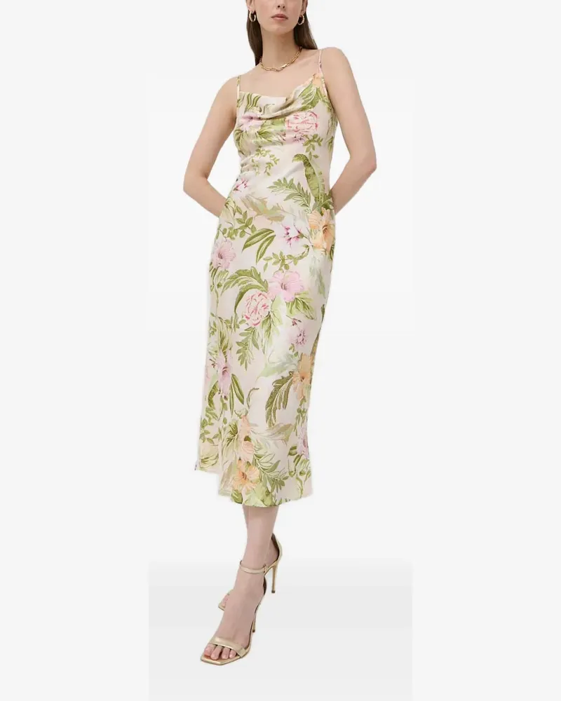 Guess Blumenkleid mit Wasserfallkragen - Rosa Rosa