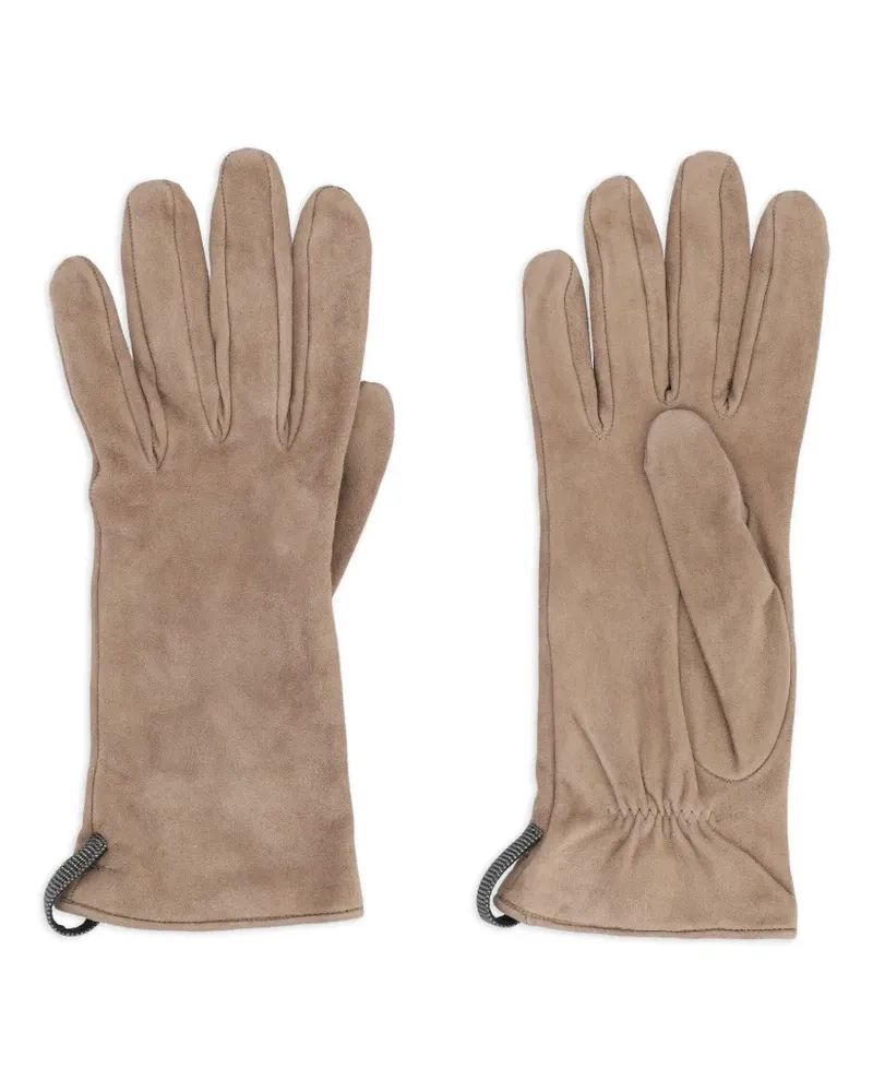 Brunello Cucinelli Elastische Handschuhe aus Wildleder - Nude Nude