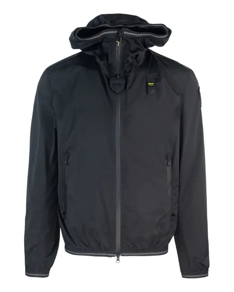 Blauer Farrin Kapuzenjacke mit Reißverschluss - Schwarz Schwarz