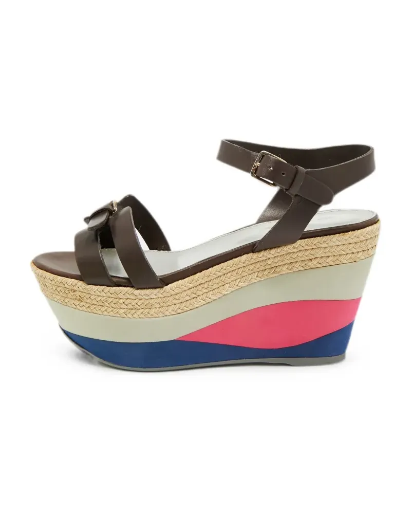 Sergio Rossi buckle-detail wedge sandals - Braun Braun