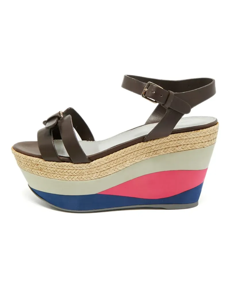 Sergio Rossi buckle-detail wedge sandals - Braun Braun