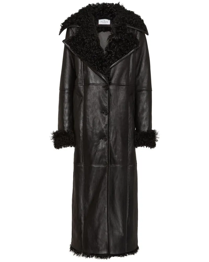 Philipp Plein Skull & Bones Mantel aus Shearling - Schwarz Schwarz