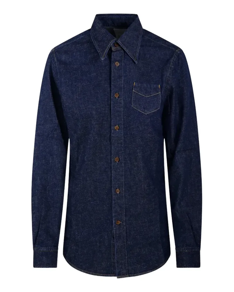 KURO 00s Button-down-Jeanshemd - Blau Blau