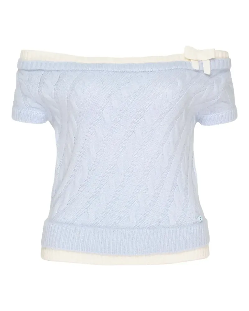 SHUSHU/TONG Schulterfreies Top mit Zopfmuster - Blau Blau