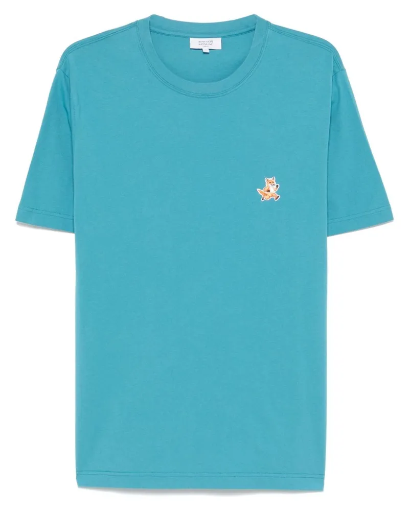 Kitsuné T-Shirt mit Speedy Fox Head-Patch - Blau Blau