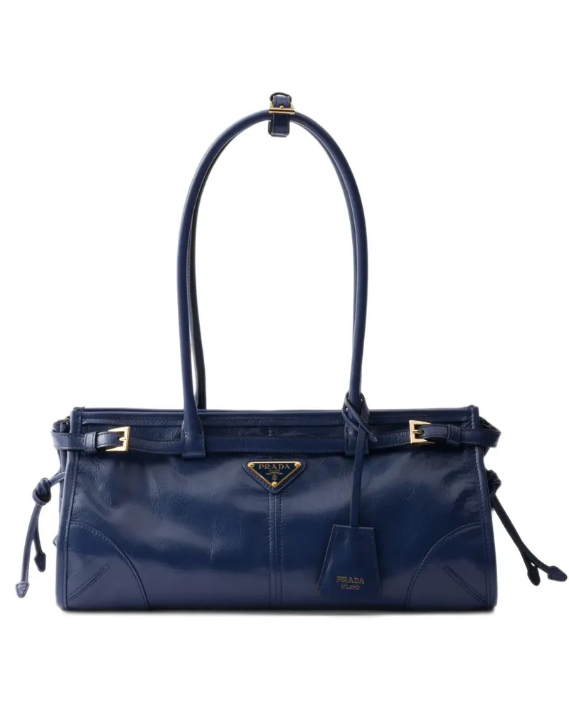 Prada Mittelgroße Bonnie Schultertasche aus Wildleder - Blau Blau